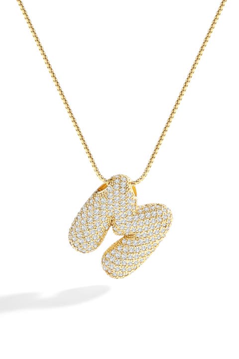 Pave Bubble Initial Necklace