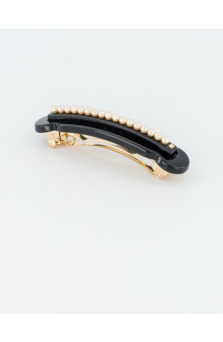 Alexandre de Paris Lineature Pearls Acetate Barette, Alternate, color, Black