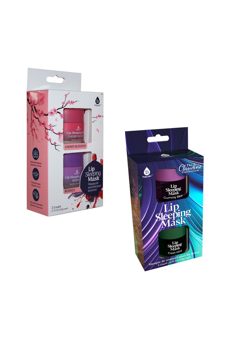 Lip Sleeping Mask Collection Bundle Cherry Blossom & Berries + Gummy Bear & Fresh Mint, Main, color, Purple