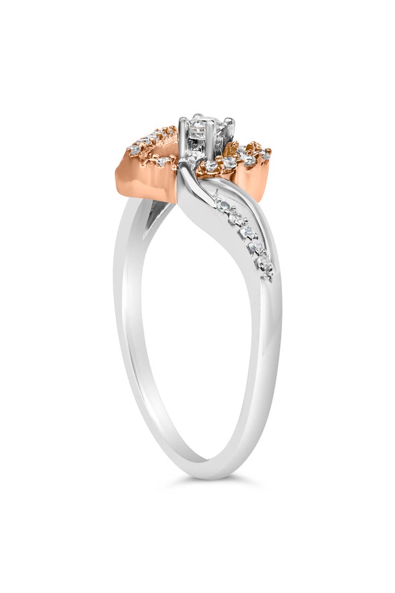 10K Rose Gold Plated Silver 1/5 Cttw Diamond Open Heart Promise Ring, Alternate, color, White Gold over Silver