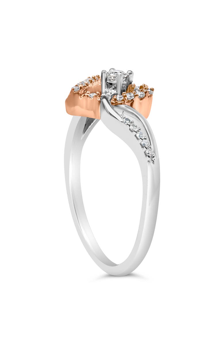 Haus of Brilliance 10K Rose Gold Plated Silver 1/5 Cttw Diamond Open Heart Promise Ring, Alternate, color, White Gold Over Silver