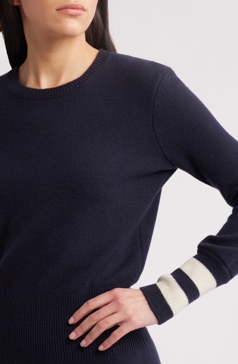 FRAME The Club Cashmere Blend Sweater Minidress, Alternate, color, Navy Multi