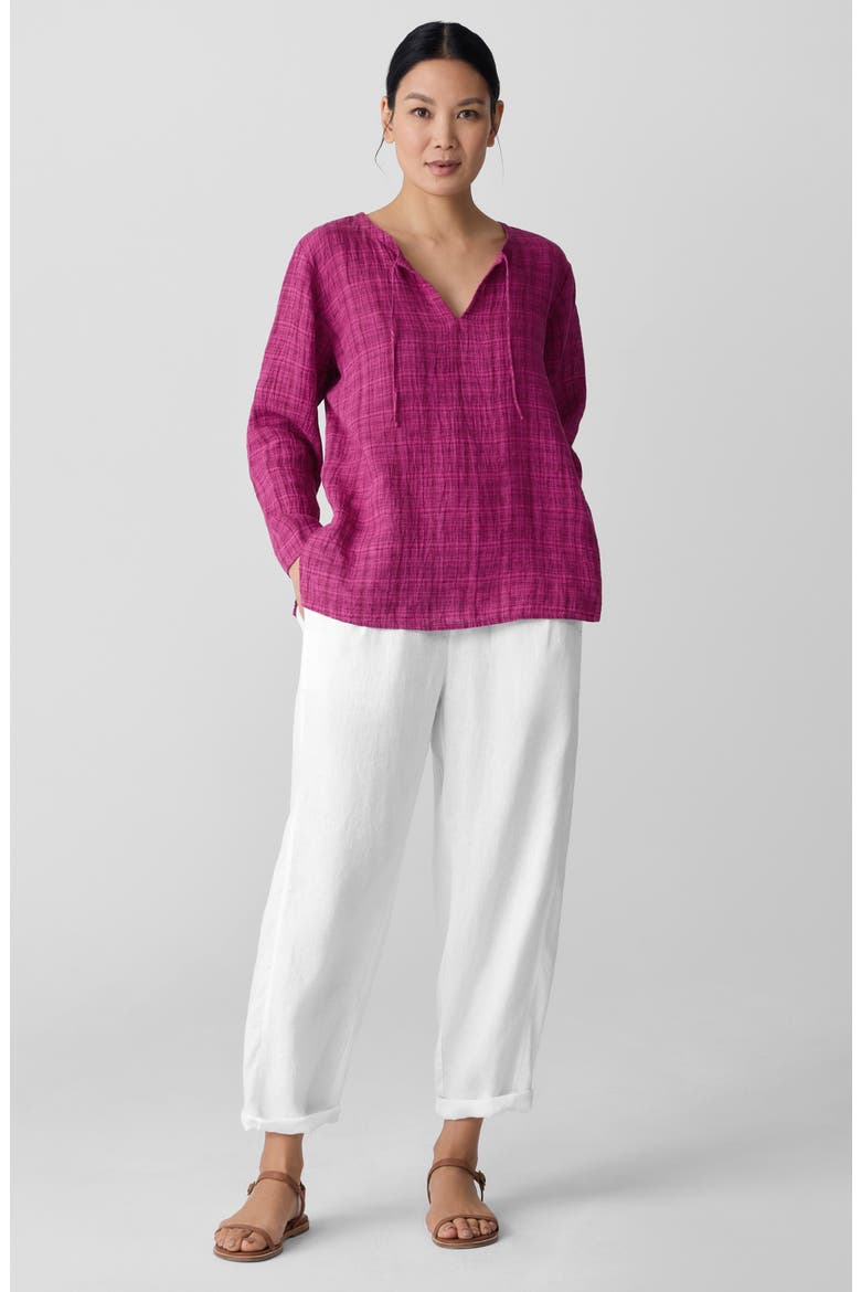 Woven Organic Linen Shirt, Alternate, color, SANGRIA