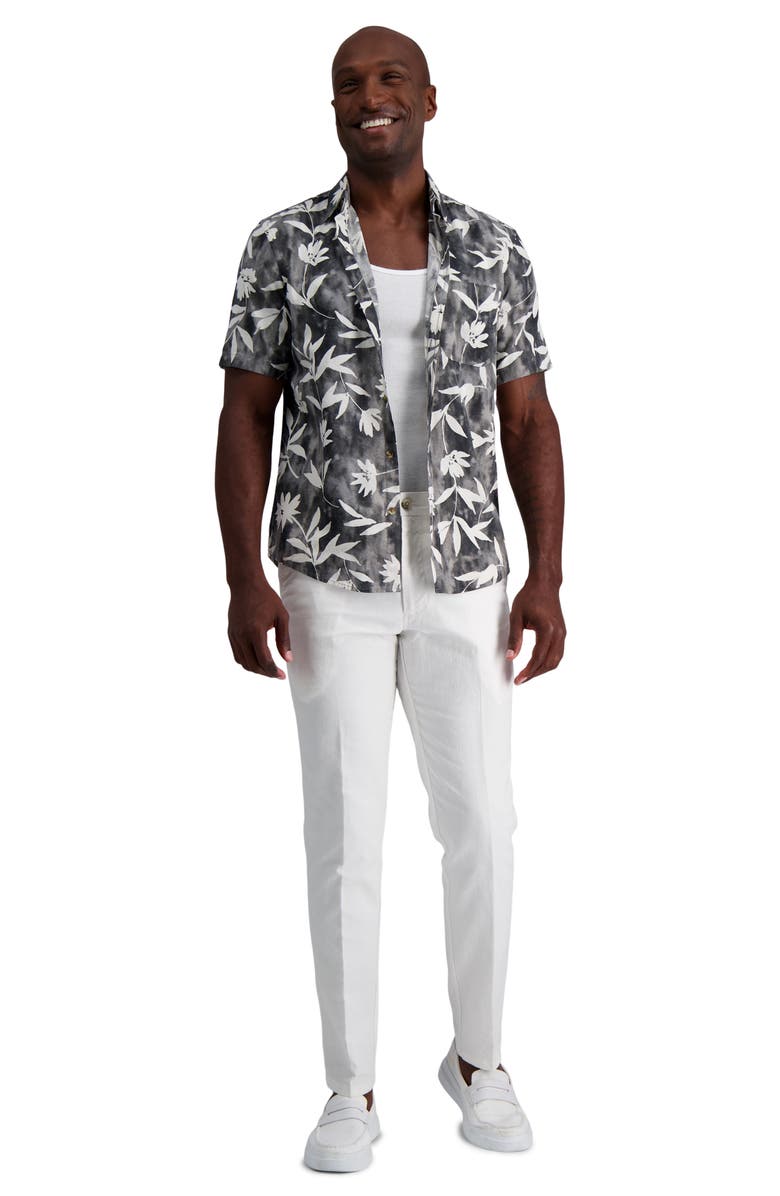 Kenneth Cole Cotton & Linen Blend Flat Front Chinos, Alternate, color, White