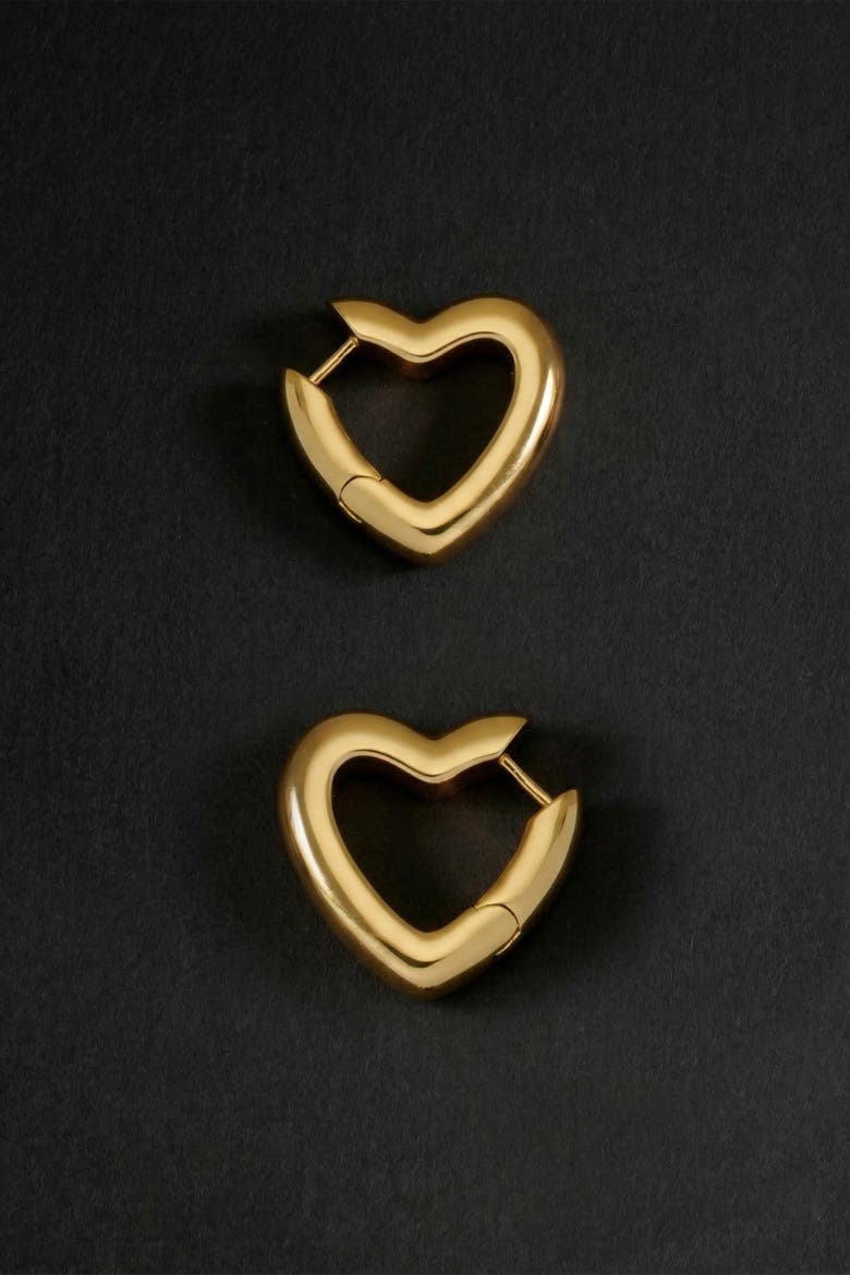Loff Heart Hoop Earrings, Alternate, color, Gold