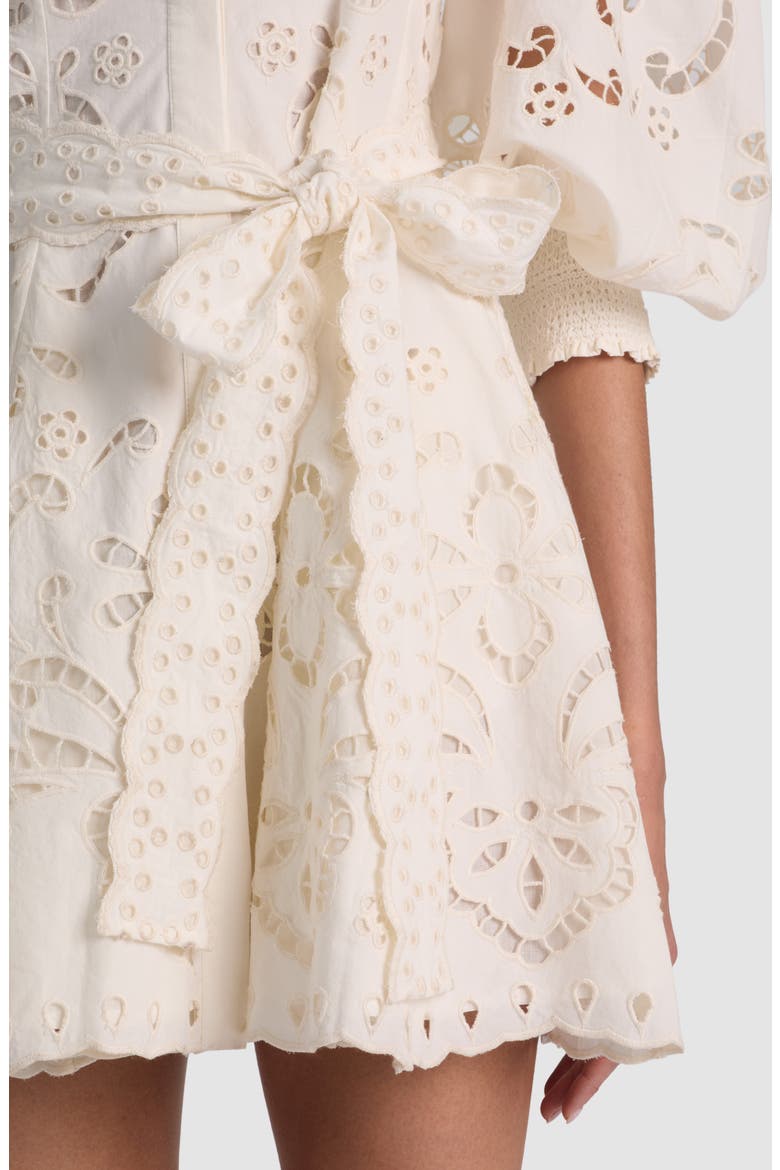 Lucy Embroidered Long Sleeve Minidress, Alternate, color, OFF WHITE