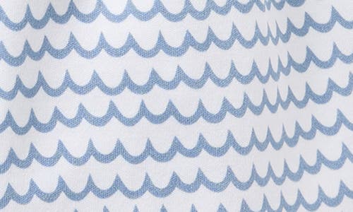 Petite Plume Wave Print Pima Cotton Romper In Blue