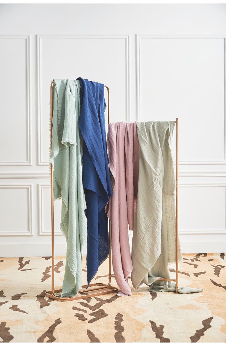 ELISABETH YORK 50" x 70" Feather Gauze Throw Collection, Alternate, color, Grey