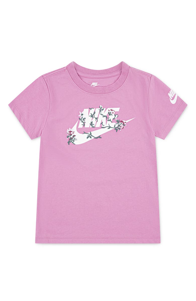 Nike Kids' Floral Futura Cotton Graphic T-shirt, Main, color, Magic Flamingo