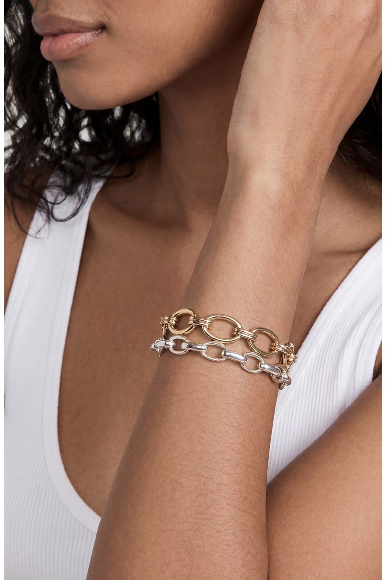 Mixed Metal Chain Bracelet, Alternate, color, MIXED METAL