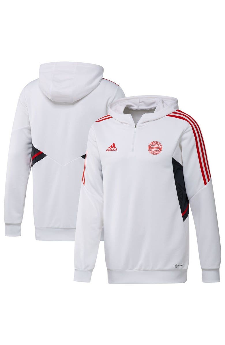 adidas Men's adidas White Bayern Munich Track AEROREADY Quarter-Zip Hoodie, Main, color, 