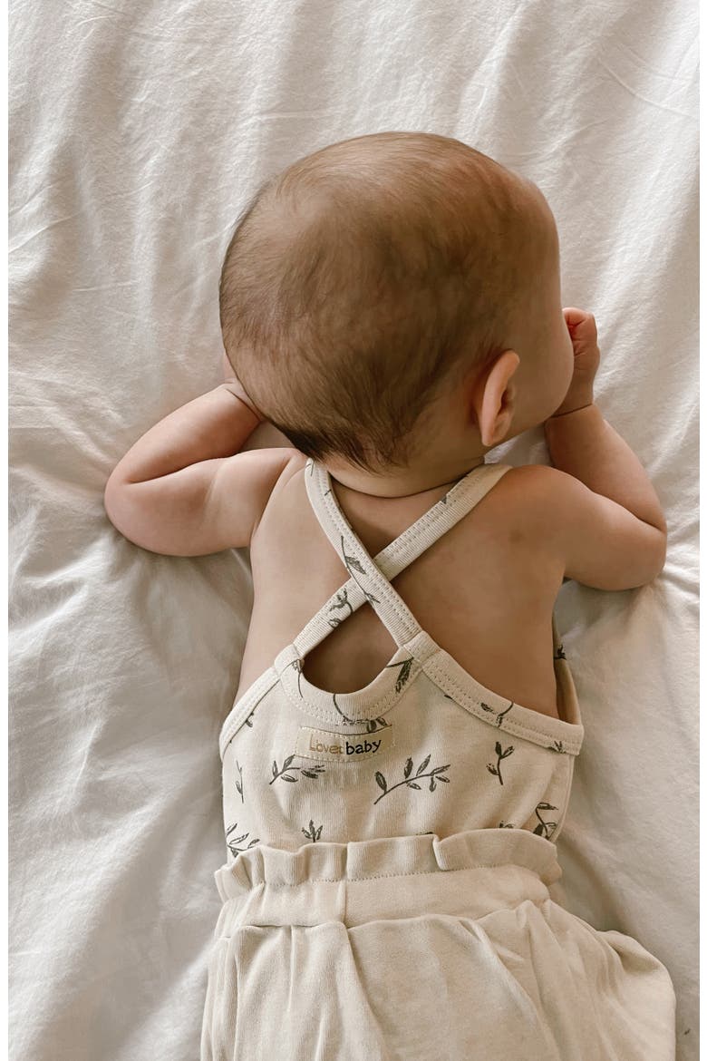 Organic Cotton Crisscross Bodysuit & Ruffle Bloomers Set, Alternate, color, STONE FLOWER