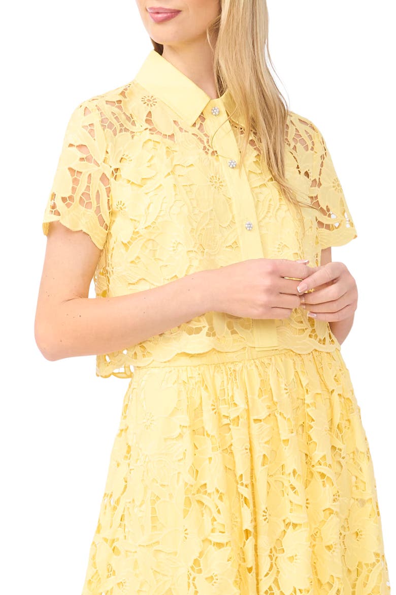 Micah Lace Embroidered Button-Up Top, Main, color, CREAMED CORN