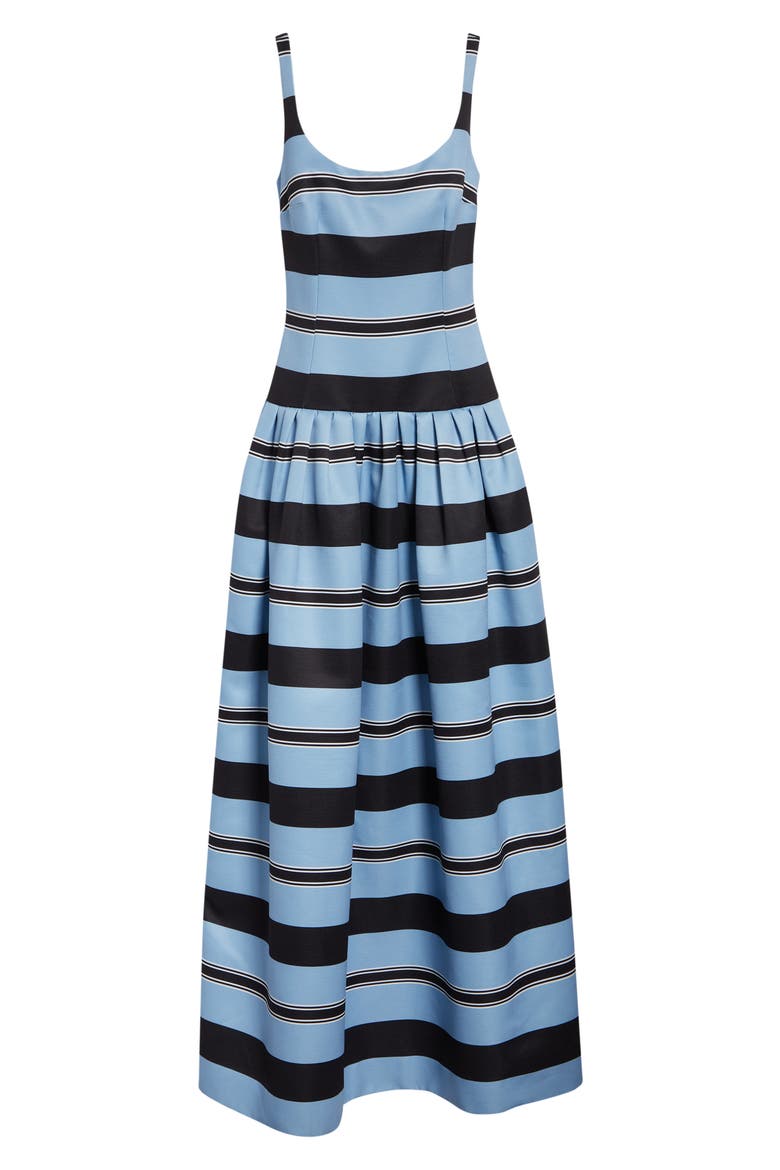 Tristesse Stripe Taffeta Faille Maxi Dress, Alternate, color, GRAPHIC STRIPE - BLUE BLACK