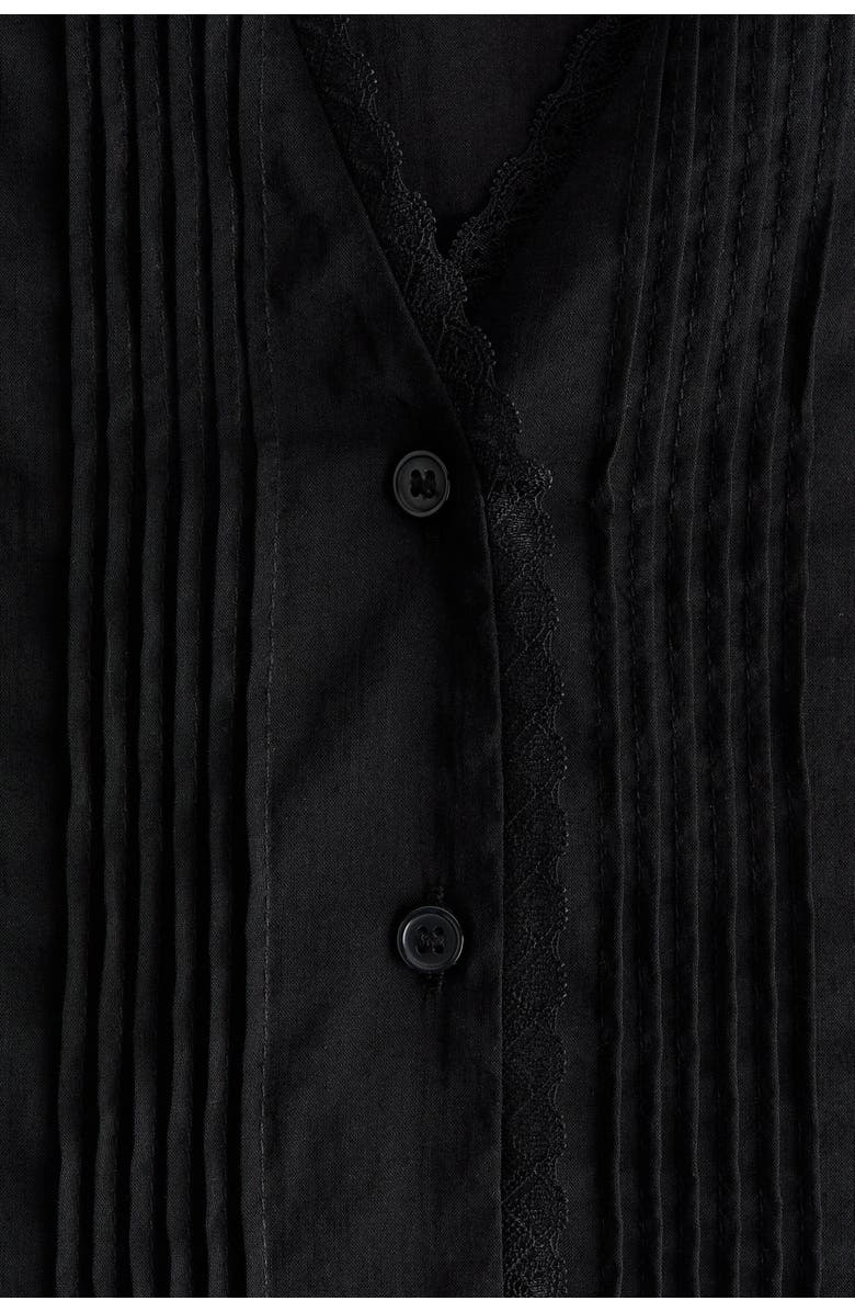H&M Pintucked Blouse, Alternate, color, Black