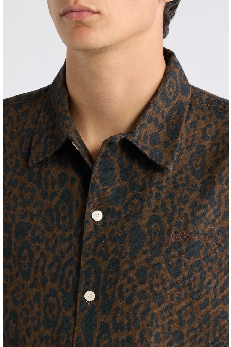 Leopardo Organic Cotton Blend Button-Up Shirt, Alternate, color, HOT CHOC BROWN
