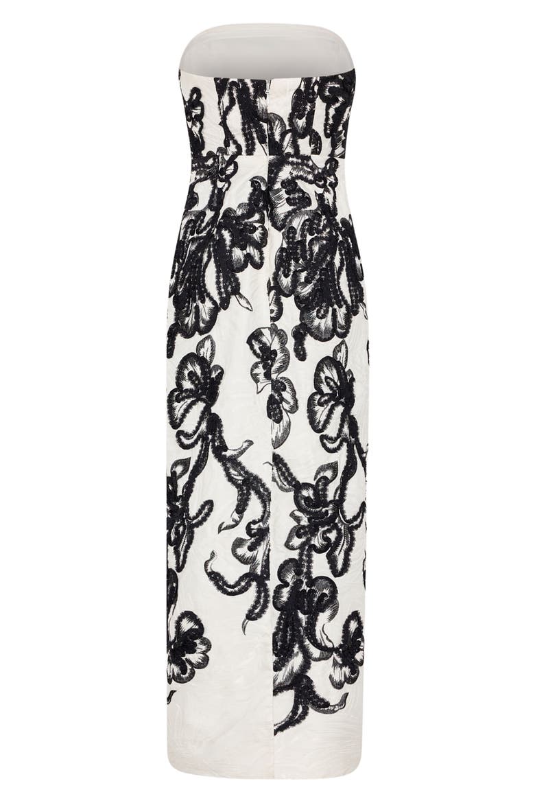 Orion Strapless Embroidered Chiffon Column Gown, Alternate, color, WHITE/ BLACK