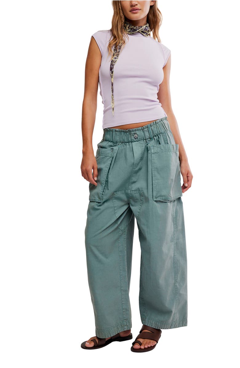 Free People Costa Straight Leg Harem Pants, Alternate, color, Stormy Sea