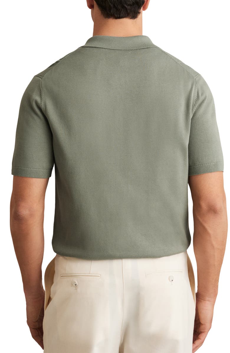 Reiss Tay Pointelle Short Sleeve Zip-Up Cardigan, Alternate, color, Sage