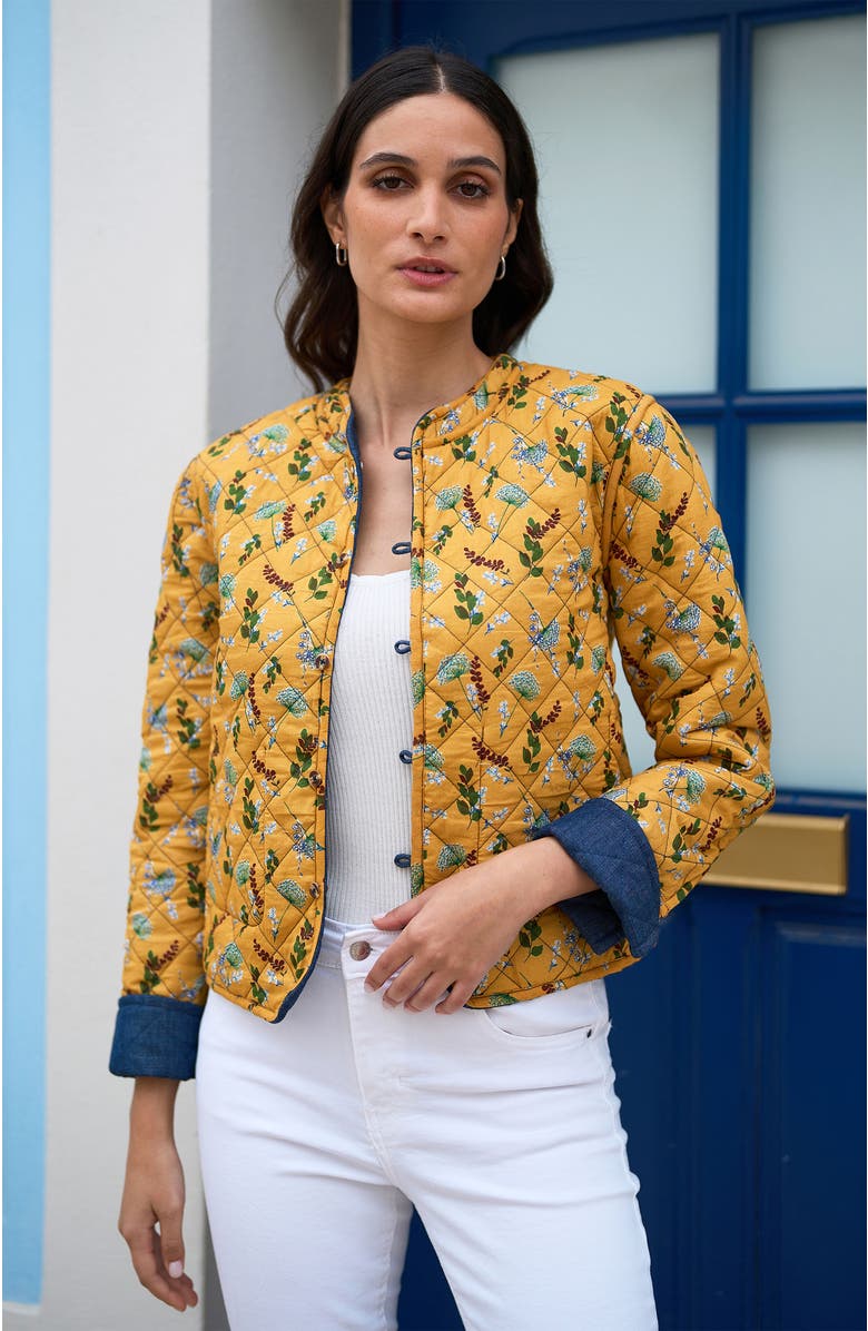 Yumi Long Sleeve Quilted Reversible Jacket, Alternate, color, Blue, Yellow