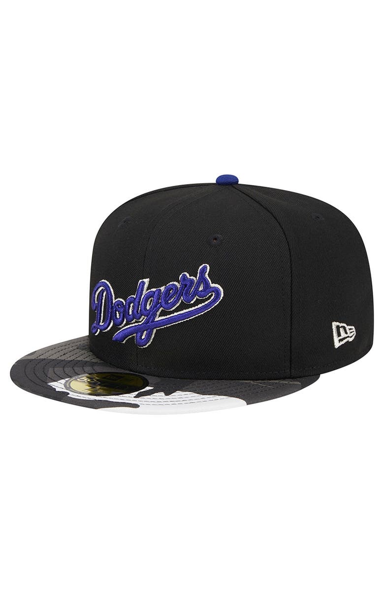 New Era Men's New Era Black Los Angeles Dodgers Metallic Camo 59FIFTY Fitted Hat, Alternate, color, Black