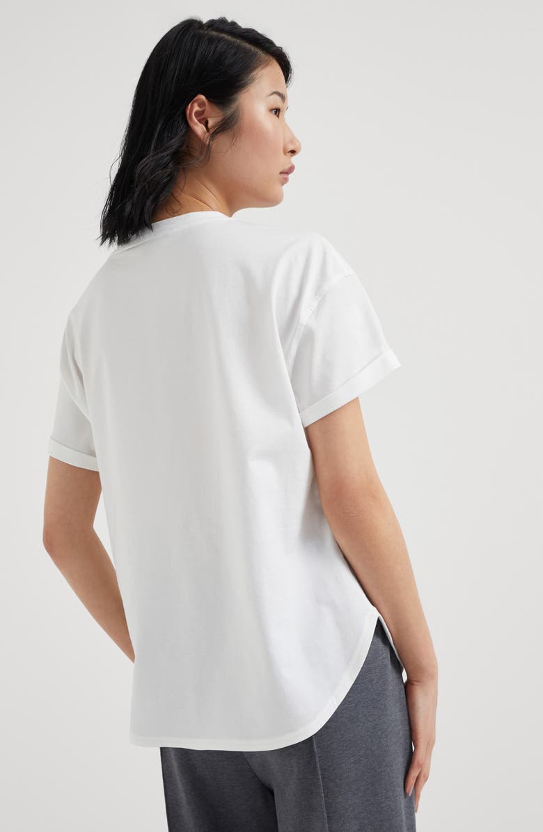 Brunello Cucinelli Cotton jersey T-shirt with shiny pocket detail, Alternate, color, 