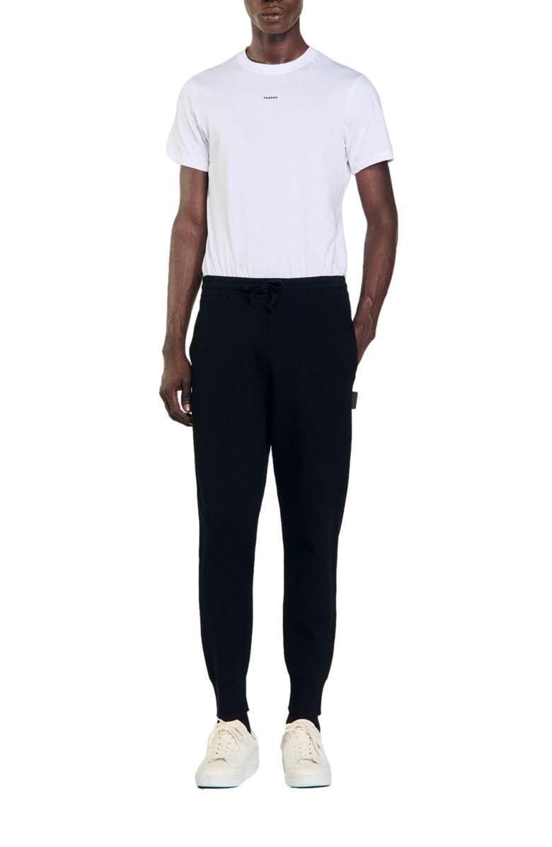 SANDRO Knit jogging bottoms, Alternate, color, Black