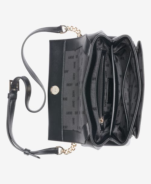 Dkny Evie Flap Shoulder In Blk/gold
