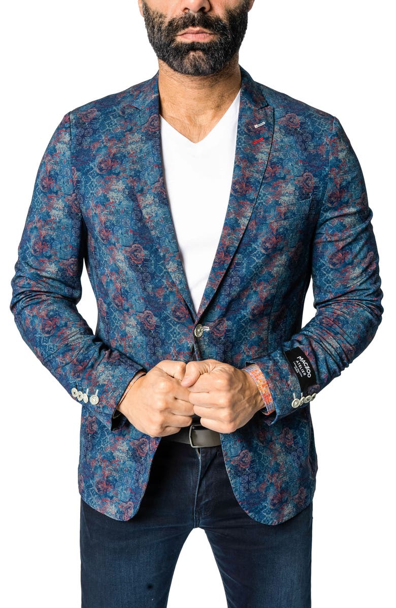 Maceoo Descartes Unconstructed Badboy White Blazer, Alternate, color, Blue