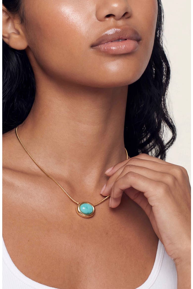 Semiprecious Stone Pendant Necklace, Alternate, color, TURQUOISE/ GOLD