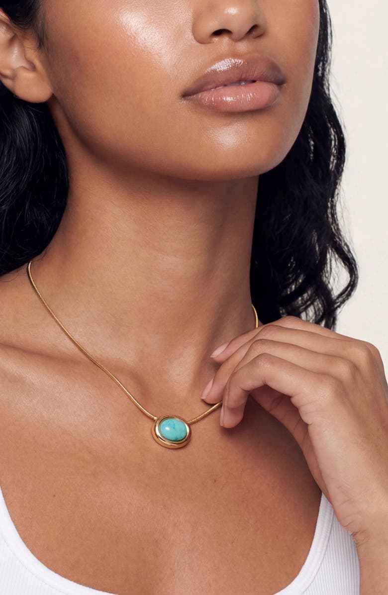 Ettika Semiprecious Stone Pendant Necklace, Alternate, color, Turquoise/ Gold