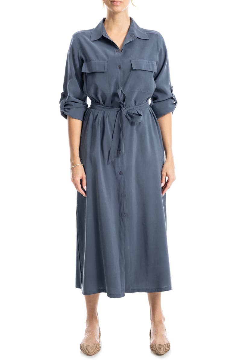 MAX STUDIO Roll Sleeve Utility Maxi Shirtdress, Alternate, color, Dusk Blue