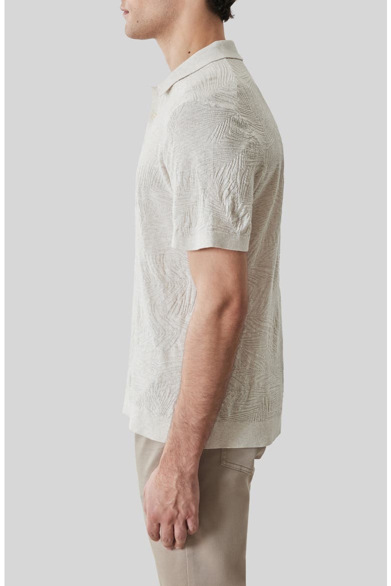 Jorik Leaf Jacquard Polo Sweater, Alternate, color, MOONSTONE