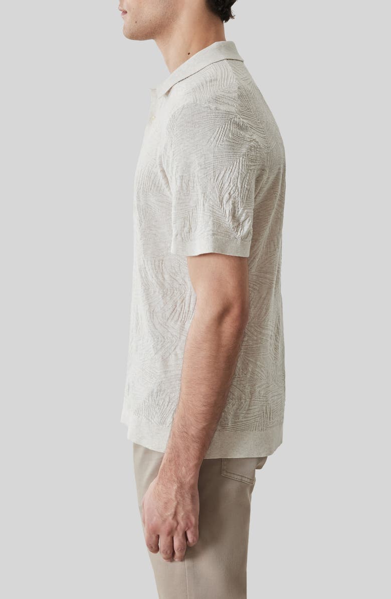 Robert Barakett Jorik Leaf Jacquard Polo Sweater, Alternate, color, Moonstone