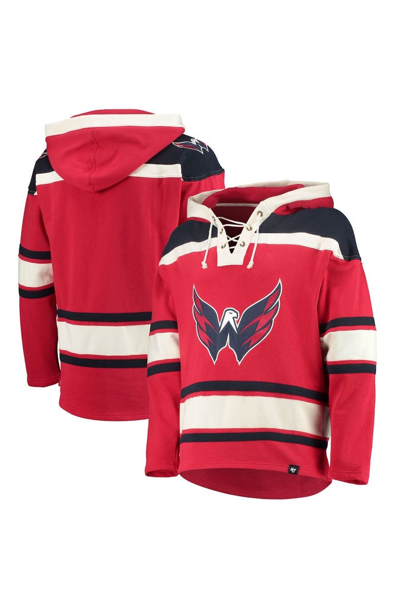 '47 Men's '47 Red Washington Capitals Superior Lacer Pullover Hoodie, Alternate, color,