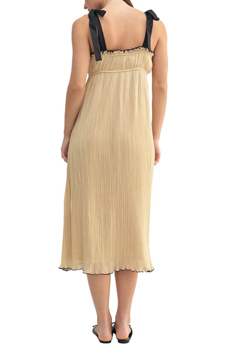 Mila Mae Tie Strap Empire Waist Plisse Midi Dress, Alternate, color,