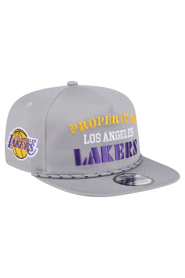 Men's New Era Gray Los Angeles Lakers Throwback Property Of Golfer Snapback Hat, Main, color, Gray
