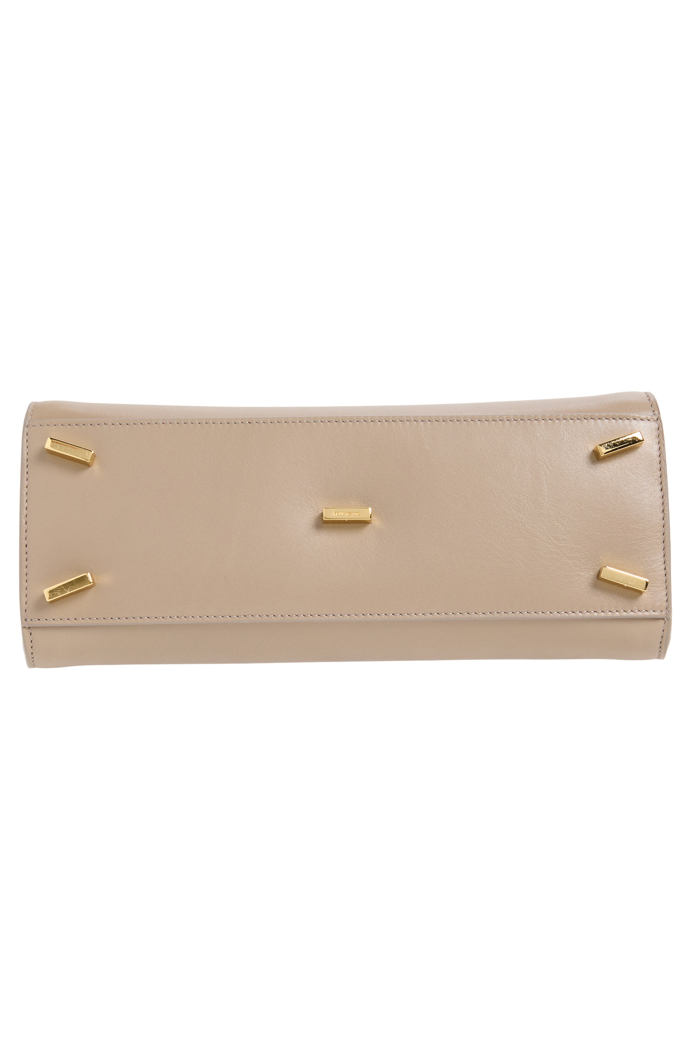 Extra Small Hug Leather Top Handle Bag, Alternate, color, WARM TAUPE DUSTY PINK