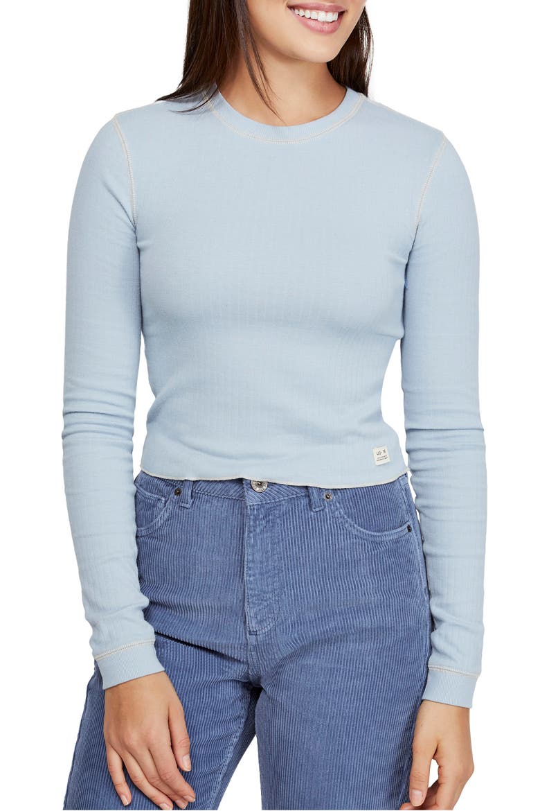 Urban Outfitters Contrast Stitch Tee, Main, color, LIGHT BLUE