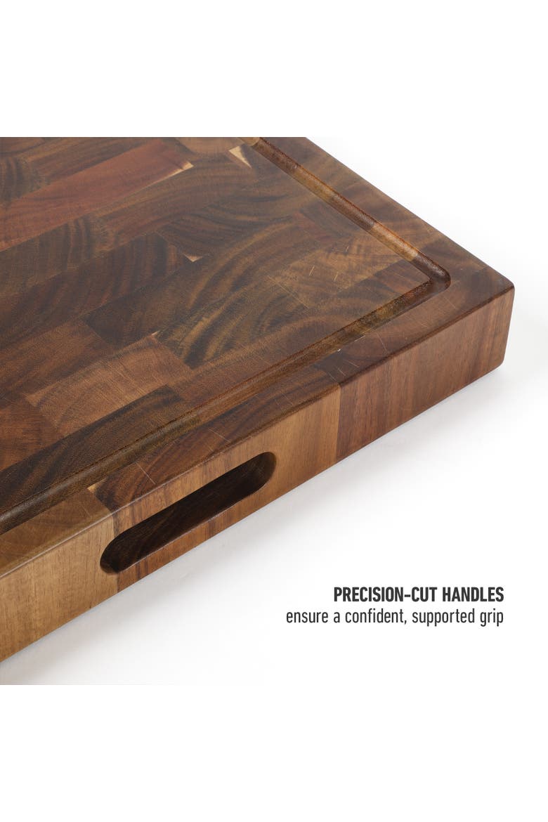 Edge Guard End Grain Acacia Wood Butcher Block Reversible Cutting Board, Alternate, color, Natural