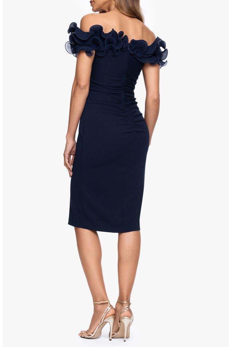 Wire Trim Off the Shoulder Sheath Dress, Alternate, color, NAVY