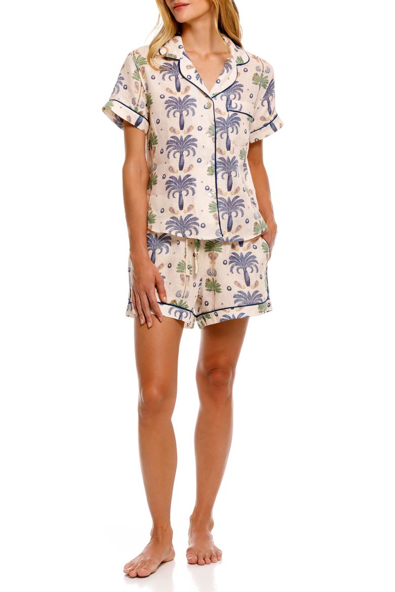Nina Linen Short Pajamas, Main, color, WHITE