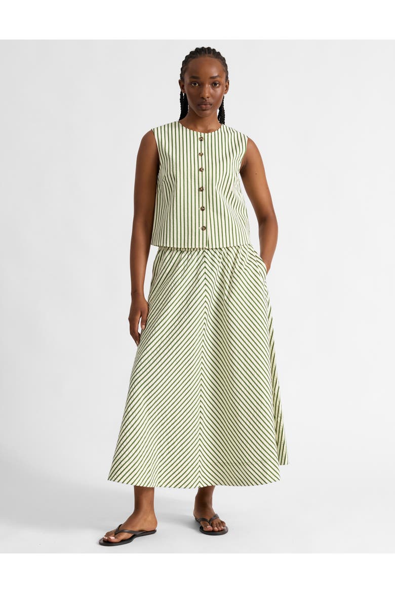 Full Stripe Midi Skirt, Alternate, color, Green