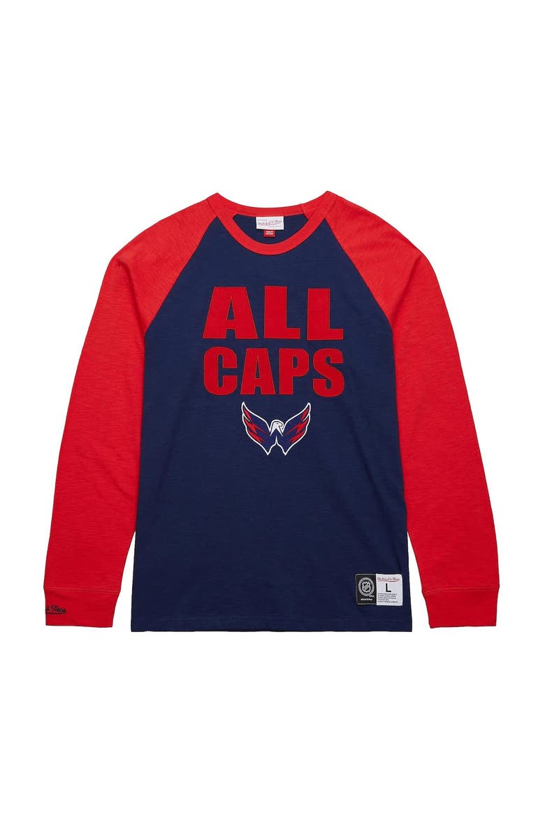 Men's Mitchell & Ness  Navy/Red Washington Capitals Legendary Slub Raglan Long Sleeve T-Shirt, Main, color, Navy