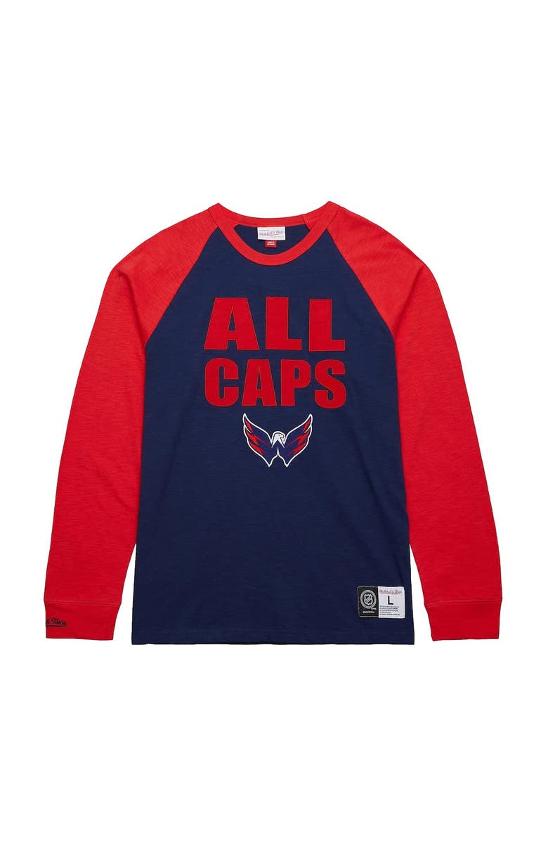 Mitchell & Ness Men's Mitchell & Ness  Navy/Red Washington Capitals Legendary Slub Raglan Long Sleeve T-Shirt, Main, color, Navy