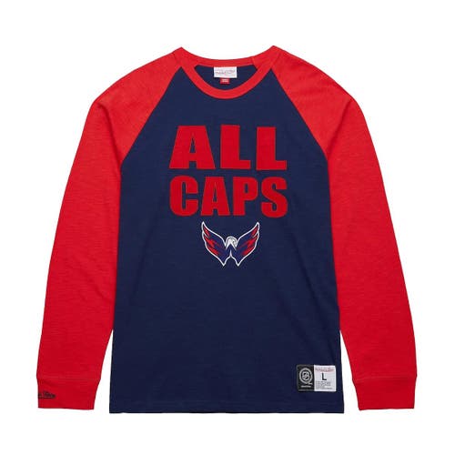Mitchell & Ness Navy/red Washington Capitals Legendary Slub Raglan Long Sleeve T-shirt In Blue