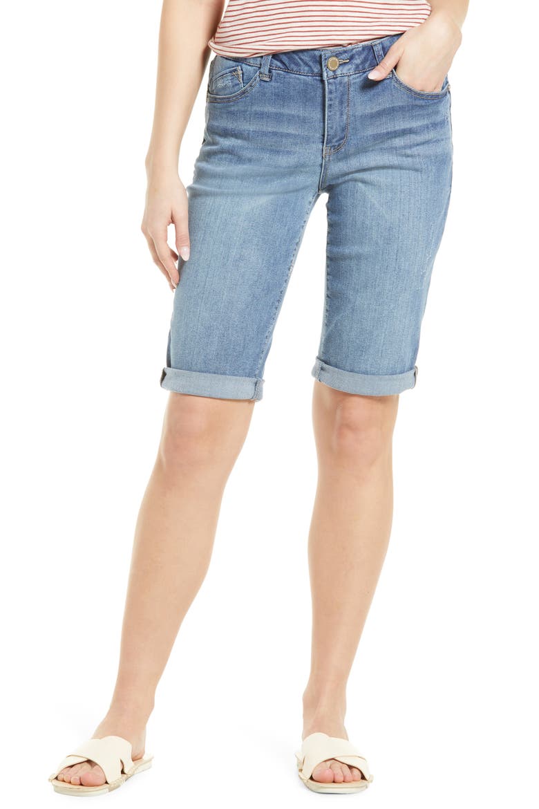 'Ab'Solution Cuffed Denim Shorts (Nordstrom Exclusive), Main, color, LIGHT BLUE