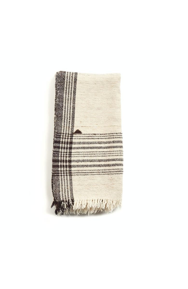 Studio Variously Seytu White Striped Gently Textured Handloom Throw, Main, color, White/Red