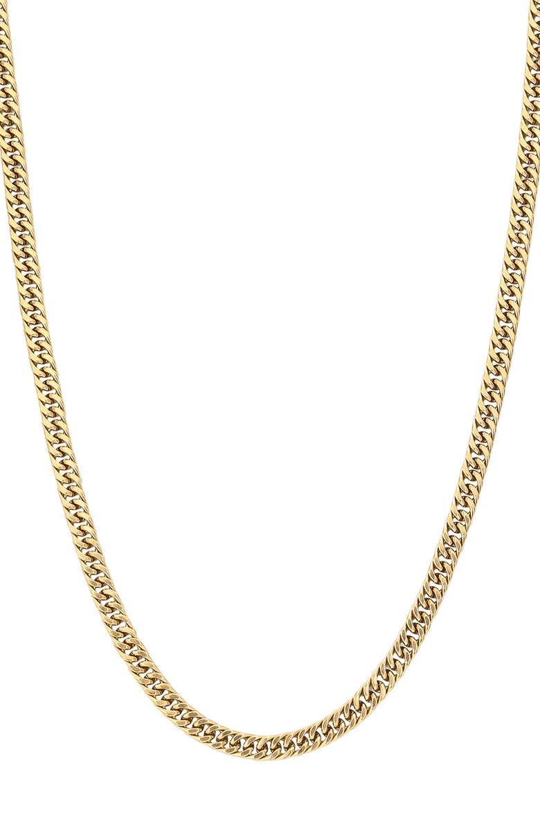 Adornia Men's 18K Gold Plated Stainless Steel Curb Chain Necklace, Main, color, Gold
