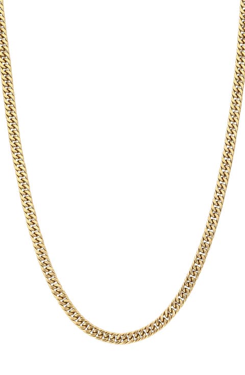 Men's 18K Gold Plated Stainless Steel Curb Chain Necklace